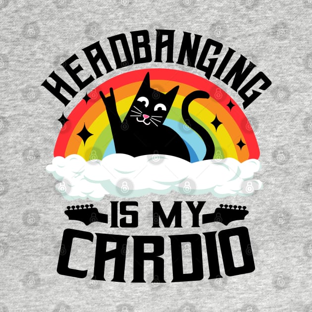 Headbanging Is My Cardio Cat Rainbow Heavy Metal Cats by Kuehni